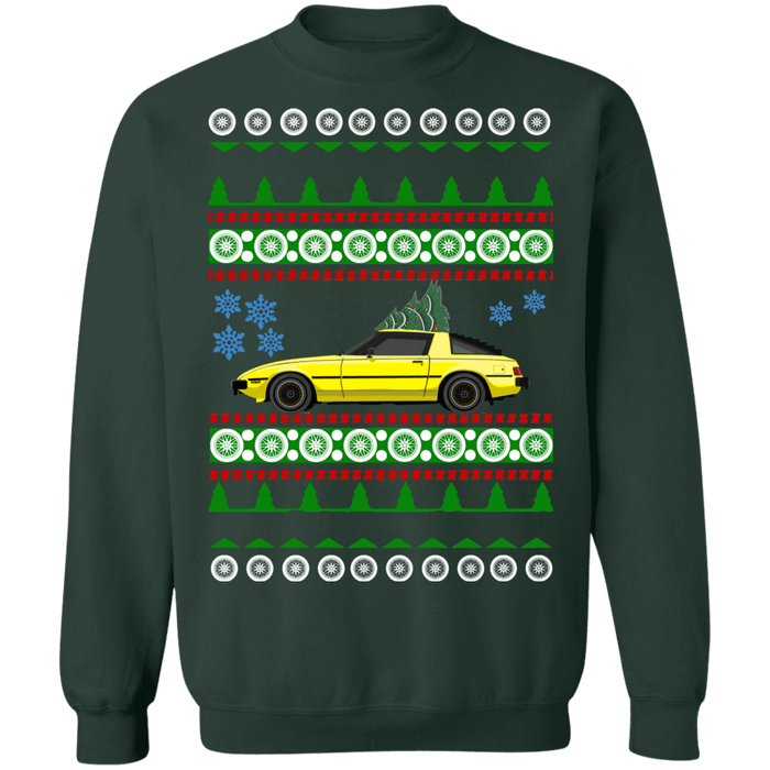 Mazda RX7 gen 1 yellow v3 Ugly christmas sweater