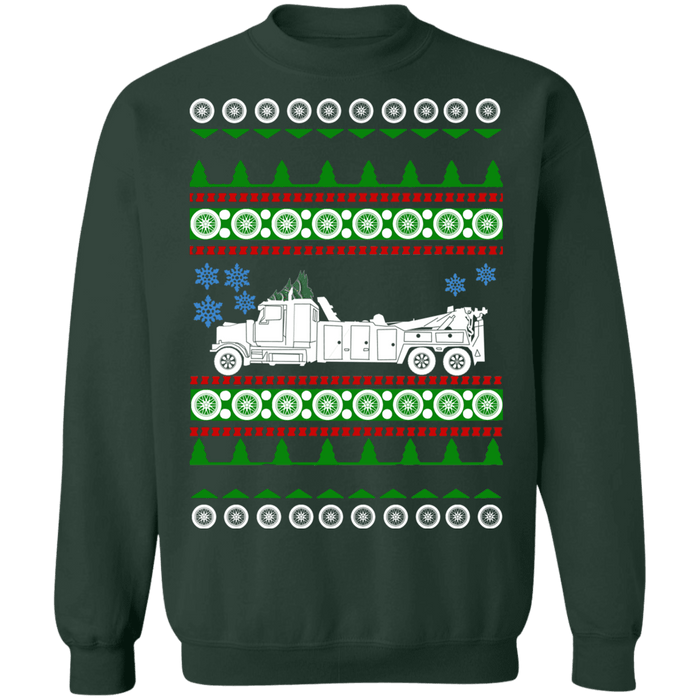 Semi Truck Tow Truck Ugly Christmas Sweater