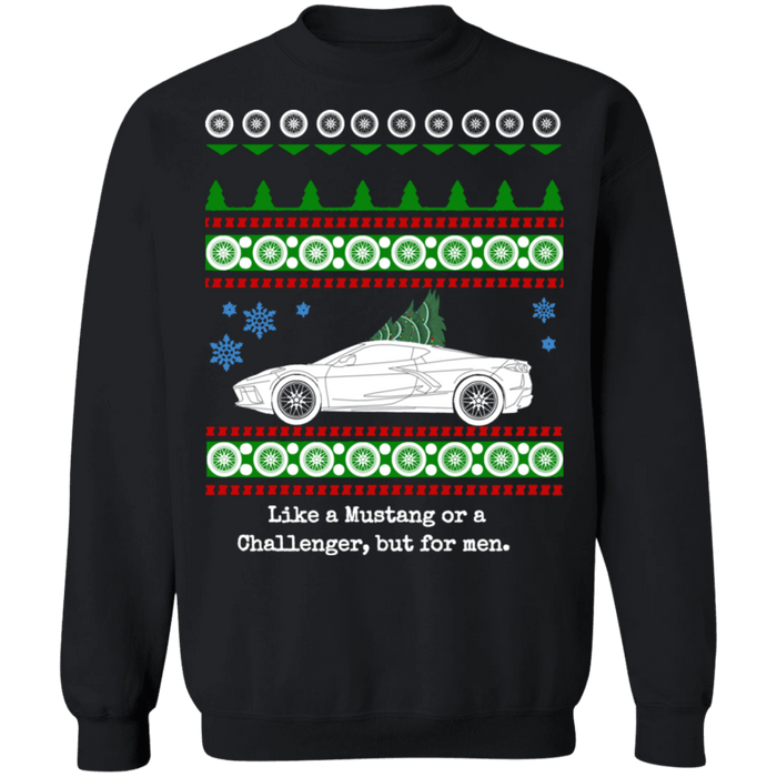 C8 Corvette Ugly Christmas Sweater like a Mustang or Challenger but for men