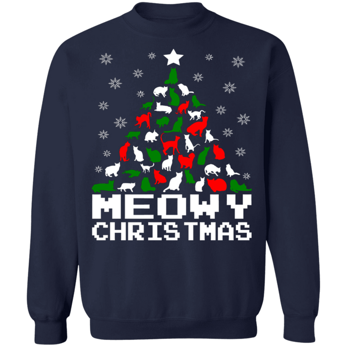 Meowy Cat tree ugly christmas sweater sweatshirt