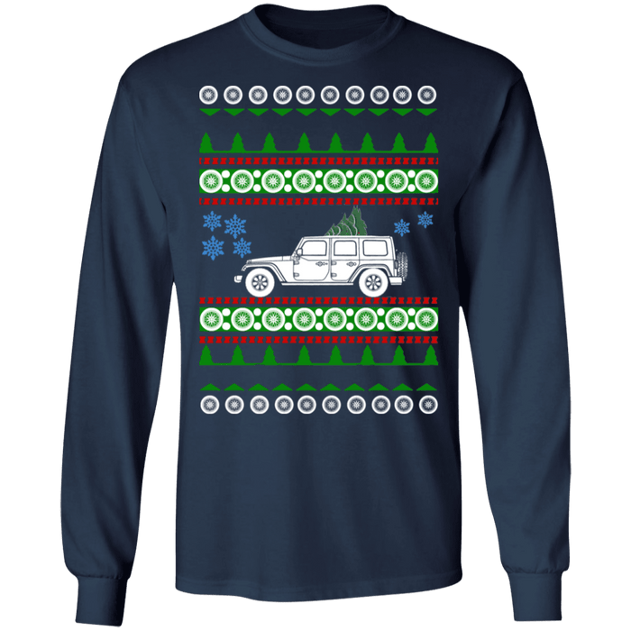 off road american vehicle Wrangler JL Ugly Christmas Sweater long sleeve t-shirt