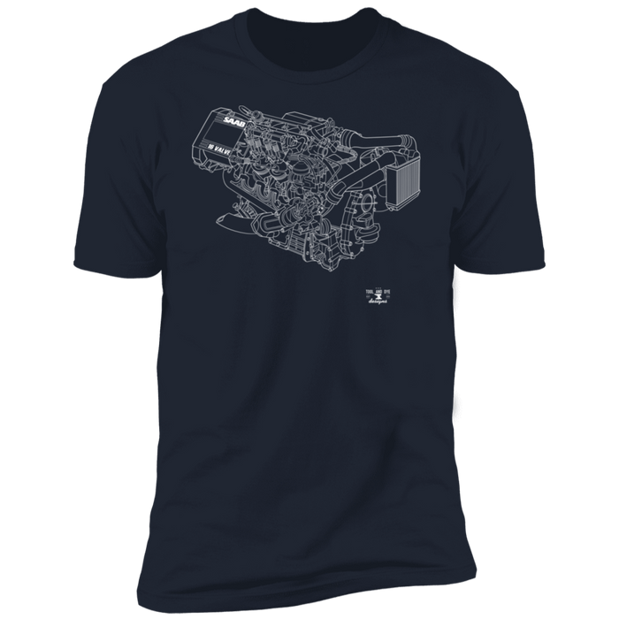 Saab 16v Engine Blueprint T-shirt (many colors)