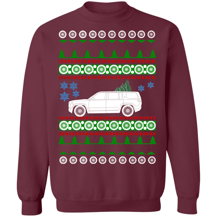 Electric car like a Rivian R1S Ugly Christmas Sweater Sweatshirt