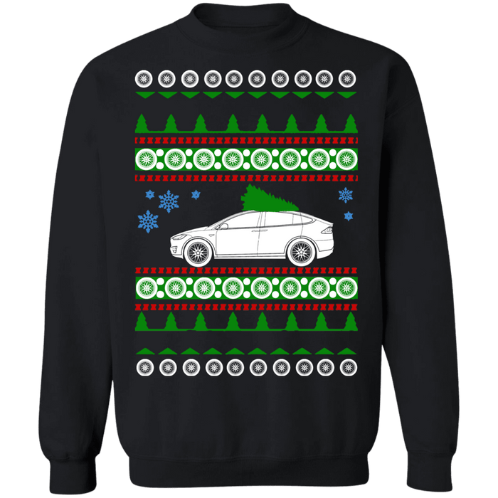 Electric SUV like Model X Tesla Ugly Christmas Sweater Holiday