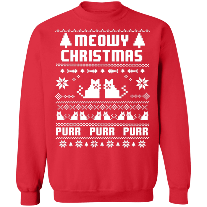 Meowy cat purr purr purr ugly christmas sweater sweatshirt