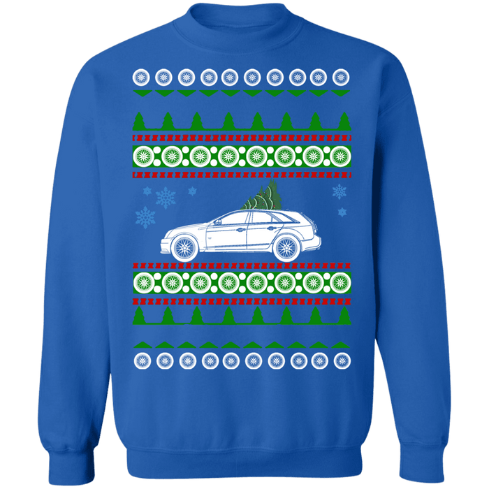 2012 Cadillac CTS-V Wagon large wheels Ugly Christmas Sweater sweatshirt