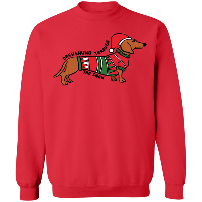 Dachshund Dog Dashing Through the snow ugly christmas sweater sweatshirt