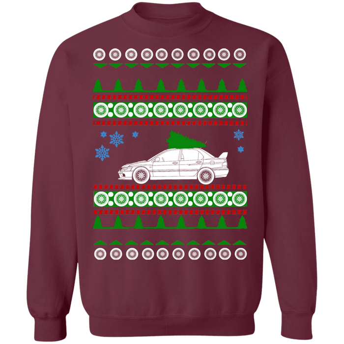 Mitsubishi Lancer Evo Evolution IX 9 Ugly christmas sweater green tree