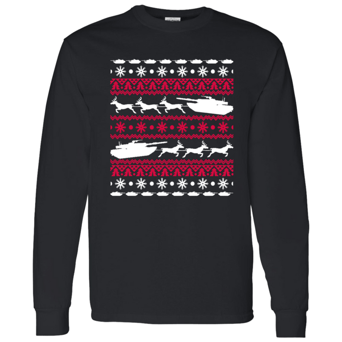 Military Tank Long Sleeve t-shirt ugly christmas sweater