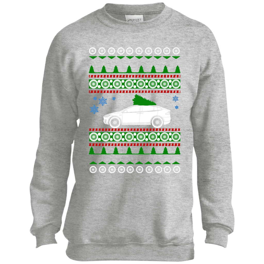 Tesla Model X Youth ugly Christmas Sweater