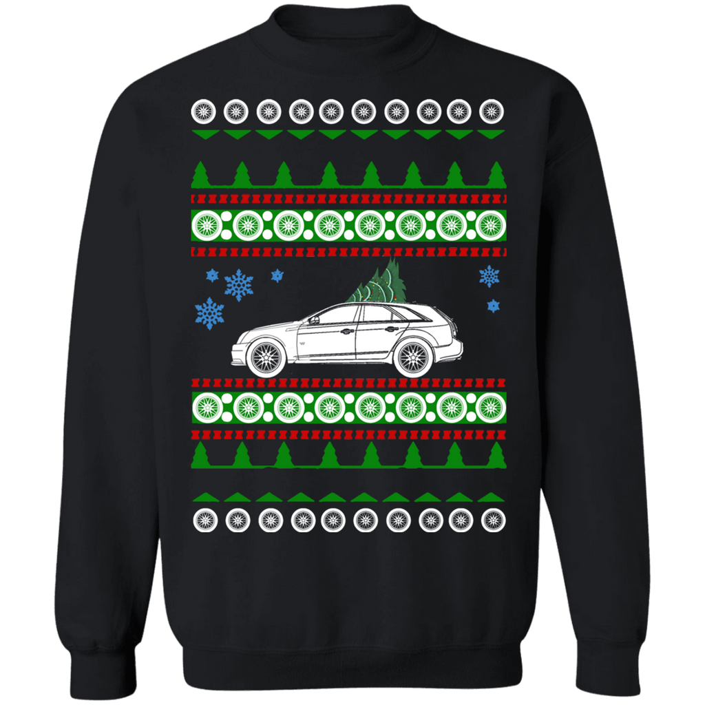 2012 Cadillac CTS-V Wagon large wheels Ugly Christmas Sweater sweatshirt