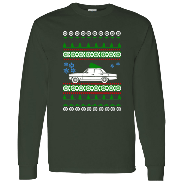 Chevy Nova II 4 door Ugly Christmas Sweater T-shirt long sleeve