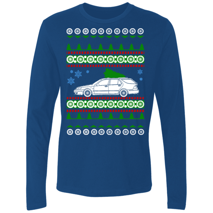 Saab 9-5 Aero Wagon Ugly Christmas "sweater" long sleeve t-shirt