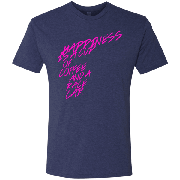Happiness is a Race Car and Cup of Coffee Mens Tri-Blend T-shirt