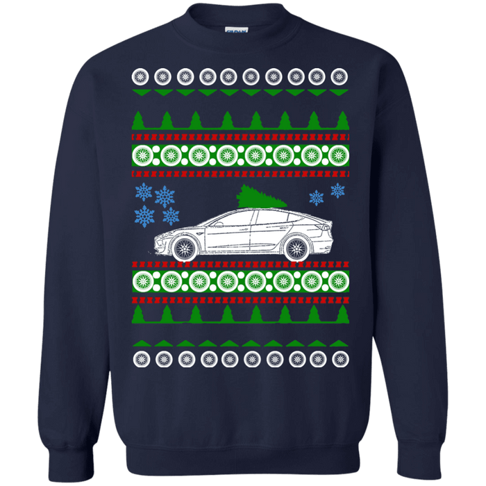 Electric Car Tesla Model 3 ugly christmas sweater sweatshirt