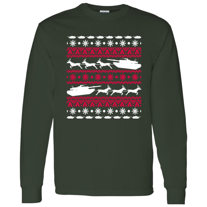 Military Tank Long Sleeve t-shirt ugly christmas sweater