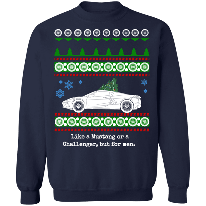 C8 Corvette Ugly Christmas Sweater like a Mustang or Challenger but for men