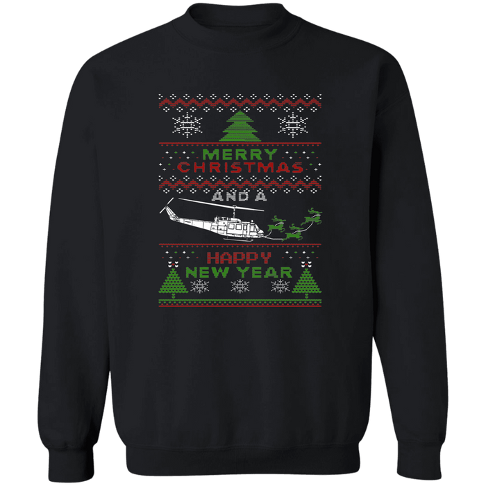 Bell UH-1 Iroquois Helicopter Ugly Christmas Sweater Sweatshirt