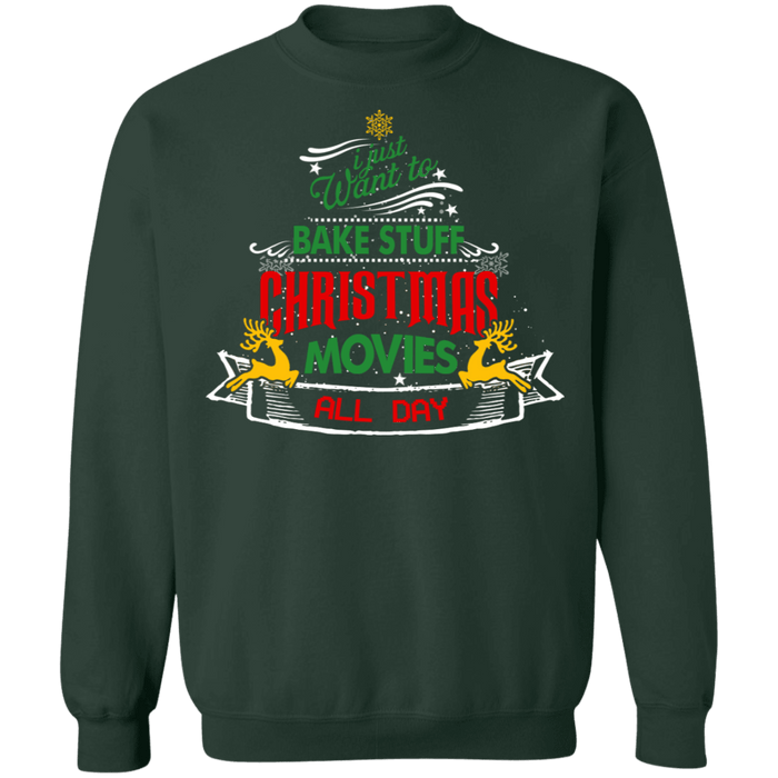 Bake stuff and watch movies ugly sweater christmas sweatshirt