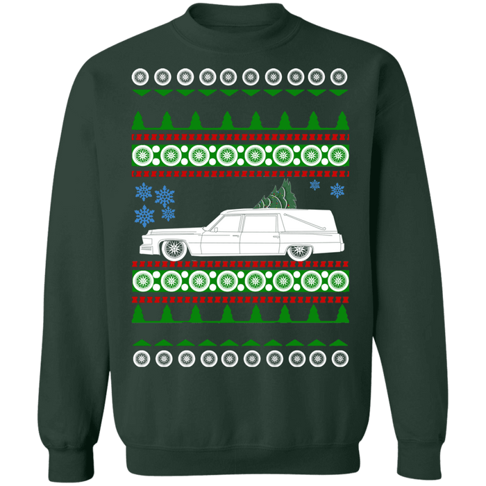 1977 Cadillac Hearse ugly christmas sweater