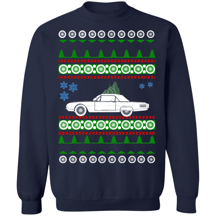 car like a 3rd gen Thunderbird ugly christmas sweater