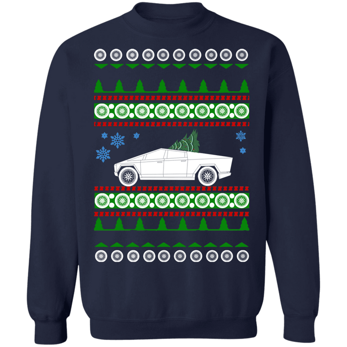 Electric Vehicle Truck like CyberTruck Ugly Christmas Sweatshirt sweatshirt