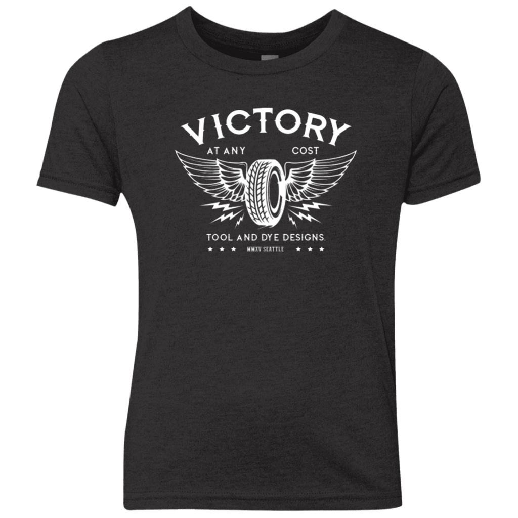 Victory at any cost white logo kids t-shirt