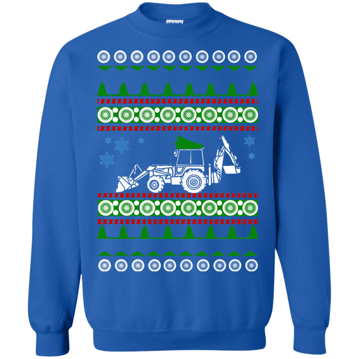 Backhoe ugly christmas sweater heavy equipment construction excavator sweatshirt