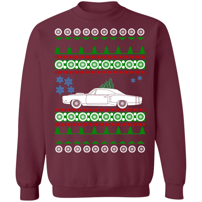 american car or truck like a  SuperBee Ugly Christmas Sweater S105. 1969 super bee