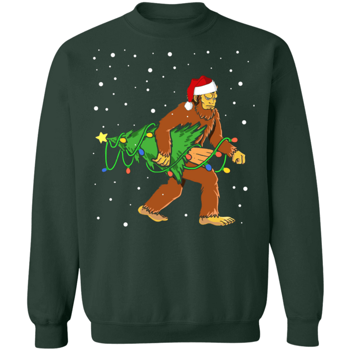 Sasquatch Carrying Christmas Tree Ugly Sweater sweatshirt