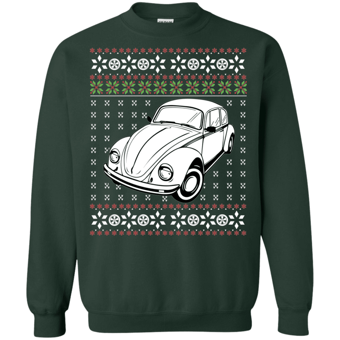 german car beetle 3/4 view ugly christmas sweater car like a sweatshirt