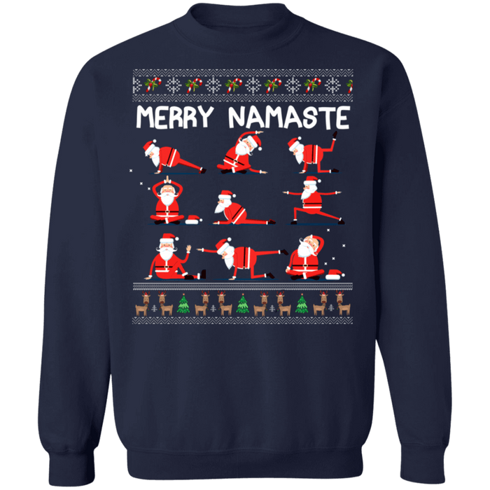 merry Namaste Yoga position Santa ugly christmas sweater sweatshirt