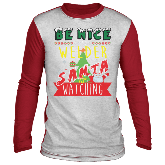 Be Nice to the Welder Santa is Watching Color Block Ugly Christmas sweater sweatshirt