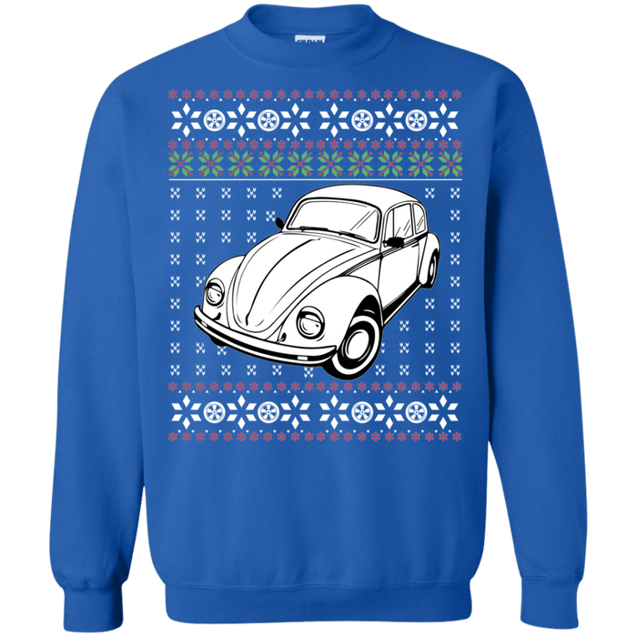 german car beetle 3/4 view ugly christmas sweater car like a sweatshirt