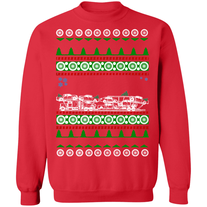 Car Hauler Auto Transport Ugly Christmas Sweater