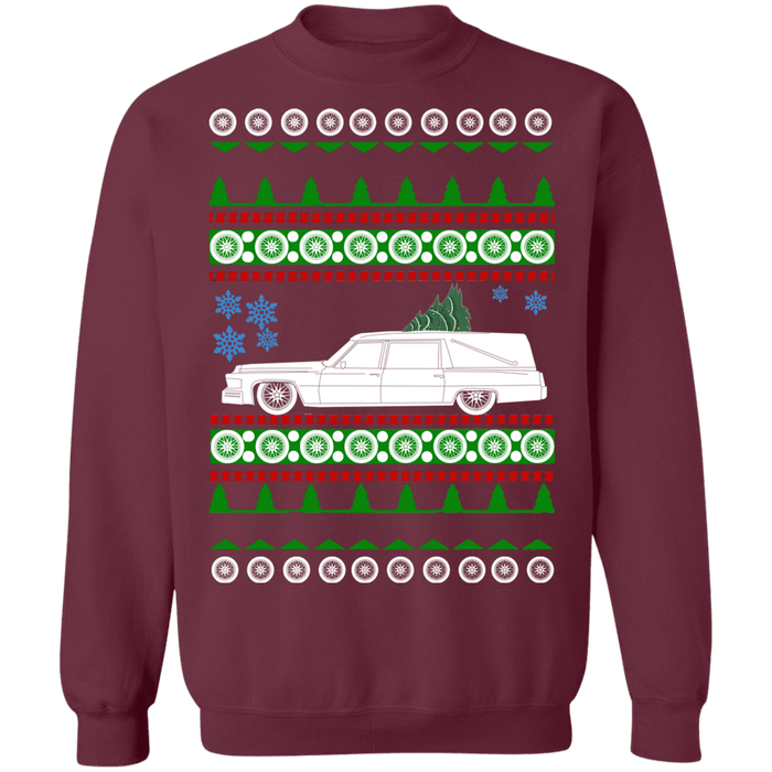 1977 Cadillac Hearse ugly christmas sweater