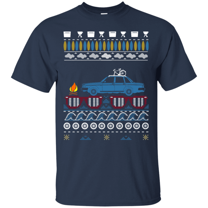 Volvo 240 Ugly Summer "Christmas" shirt with Blue car