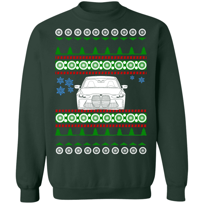 BMW M3 M4 G80 front view ugly christmas sweater sweatshirt