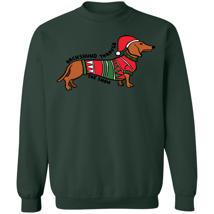 Dachshund Dog Dashing Through the snow ugly christmas sweater sweatshirt