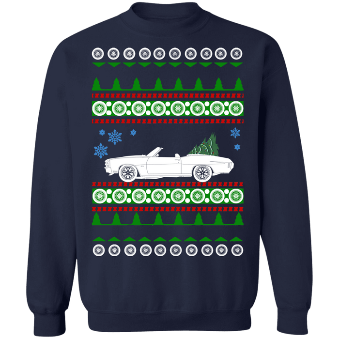 Chevy Chevelle Convertible Ugly Christmas Sweater Sweatshirt (smaller wheels) sweatshirt