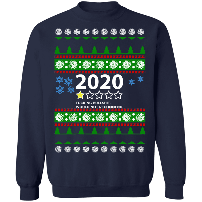 2020 Ugly Christmas Sweater 1 Star Review Fucking Bullshit Would not recommend