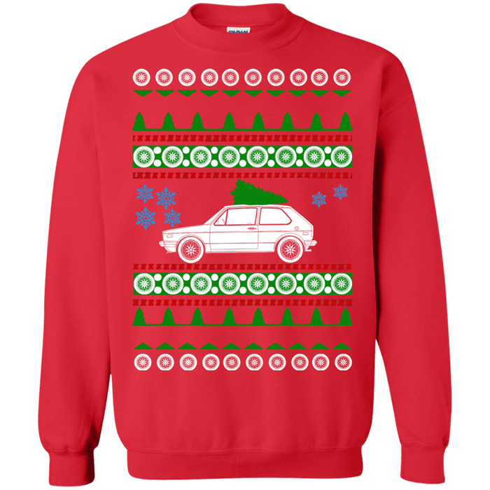 German Car like  Rabbit GTI MK1 Ugly Christmas Sweater green tree sweatshirt