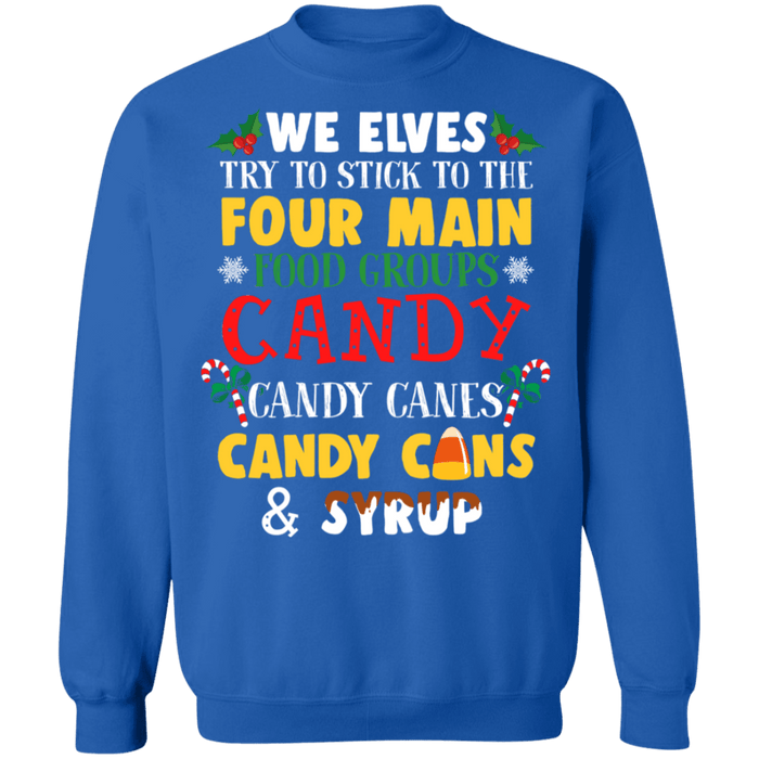 Elves 4 main food groups ugly christmas sweater sweatshirt