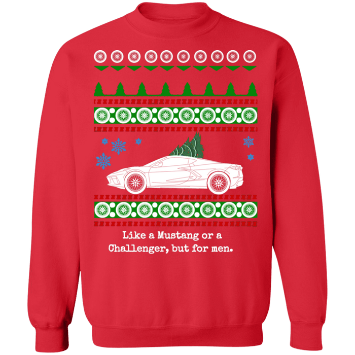 C8 Corvette Ugly Christmas Sweater like a Mustang or Challenger but for men