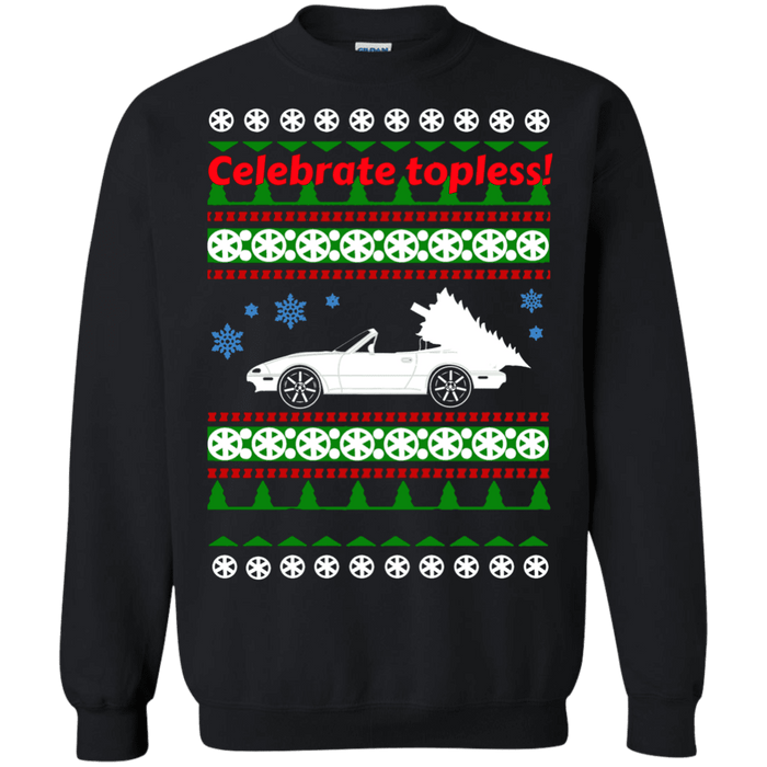 Mazda Miata Celebrate Topless ugly Christmas Sweater sweatshirt