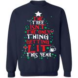 The Tree isn't the only thing getting LIT this year funny drinking ugly christmas sweater sweatshirt