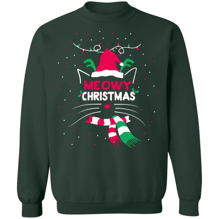 meowy cat face ugly christmas sweater sweatshirt