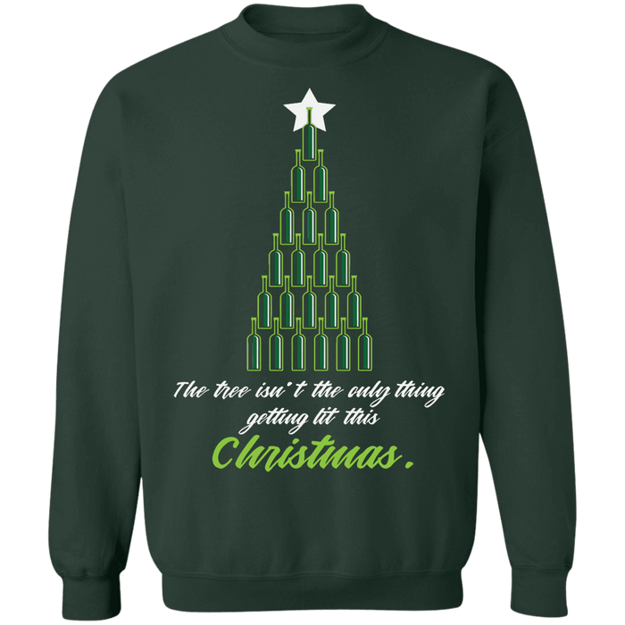 The tree isn't the only thing getting lit funny drinking Ugly Christmas Sweater sweatshirt