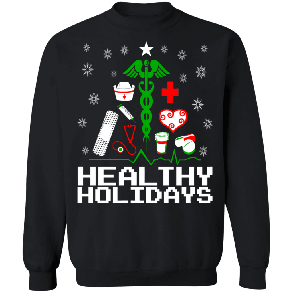 Healthy Holidays Christmas Tree Nursing Ugly Christmas Sweater Sweatshirt
