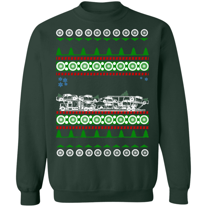 Car Hauler Auto Transport Ugly Christmas Sweater